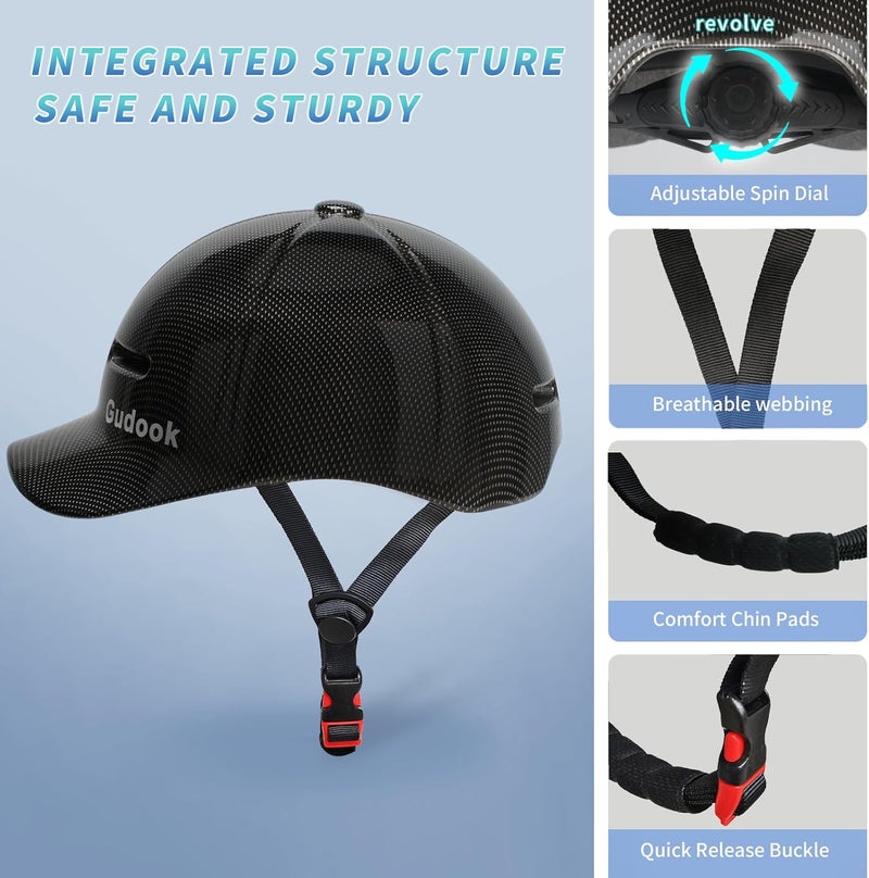 Gudook Adult Bike Helmets for Men - Women Bicycle Helmet - Certified Comfort Lightweight Adjustable Baseball Cap Style Cycling Helmet for Urban Commuter Road Biking Scooter - Image 3